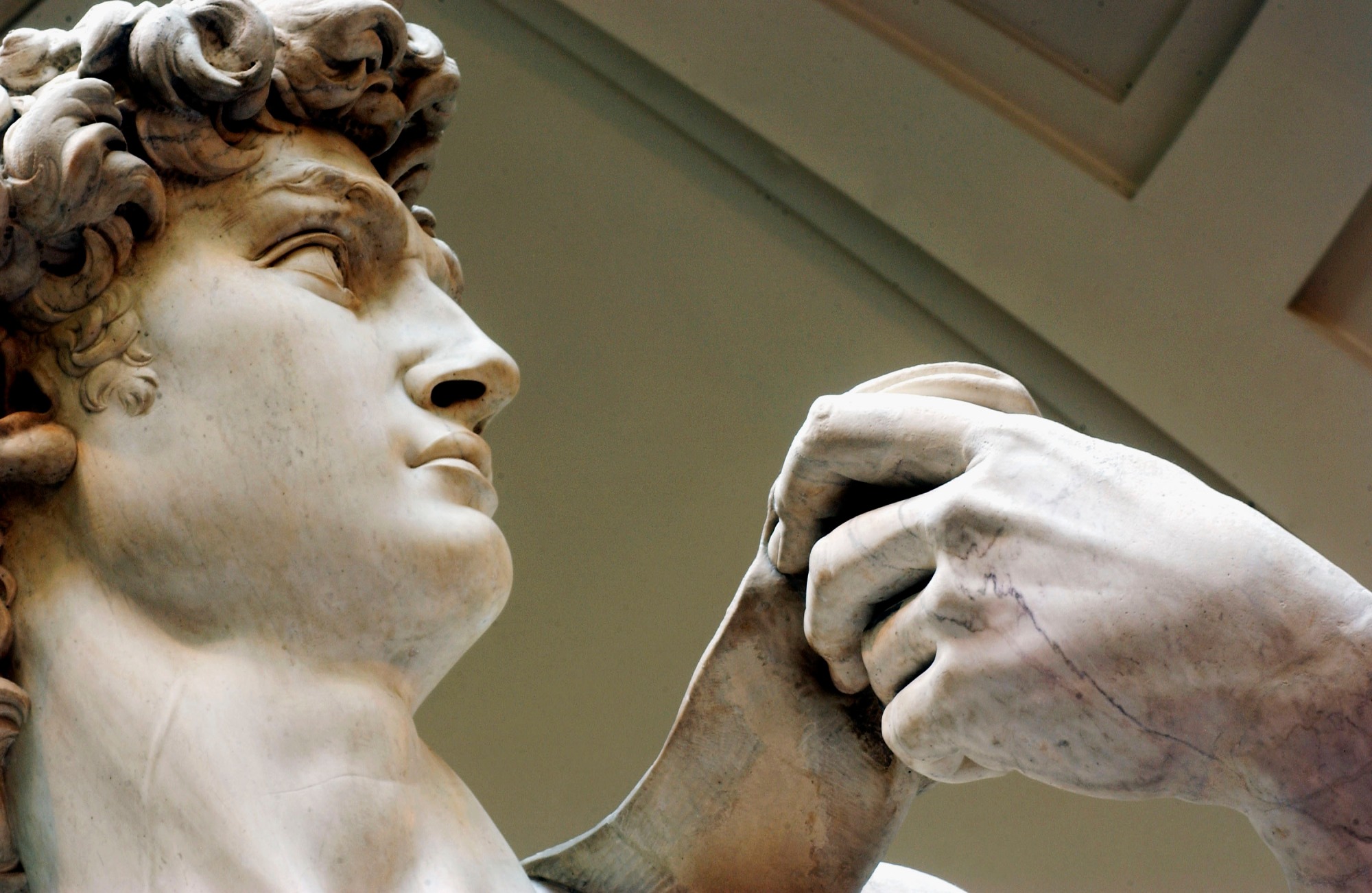 FLORENCE, ITALY - MAY 24:  Restoration work on Michelangelo's masterpiece David is completed, May 24, 2004 at the Galleria dell'Accademia in Florence. The work has taken a painstaking two years to complete with the statue going on show to the public tomorrow . (Photo by Franco Origlia/Getty Images)